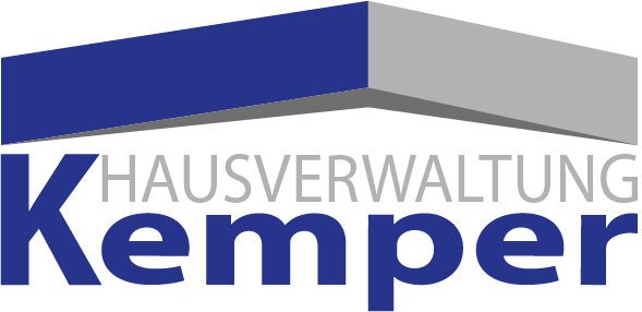 Logo der Firma: Hausverwaltung Kemper mit einem blauen Dach drüber